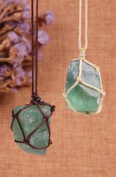 Gemstone Monthly - Dream Crystal Green Fluorite Rope Necklace-Your Soul Place